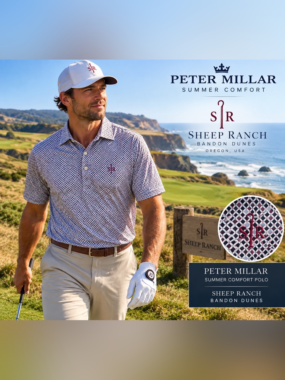Peter Millar Sheep Ranch Bandon Dunes Summer Comfort Golf Polo Men’s M